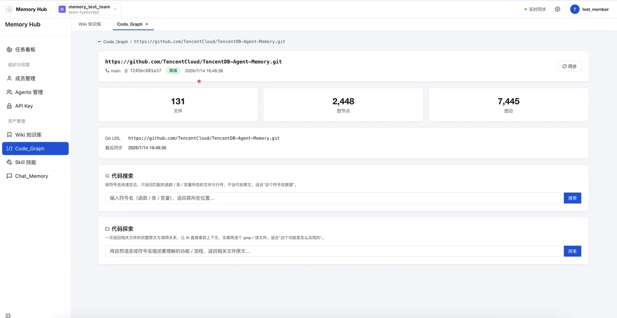TencentDB Agent Memory中文CodeGraph代码图谱页面